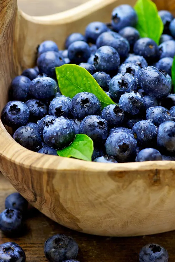 A bowl of refreshing, nourishing blueberries in a wooden bowl, representing IV therapy from Don D. Fisher, D.O. at The BEST Program in Fort Lauderdale.